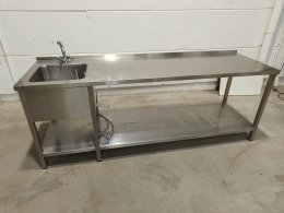 Rvs spoeltafel - 240x70 cm